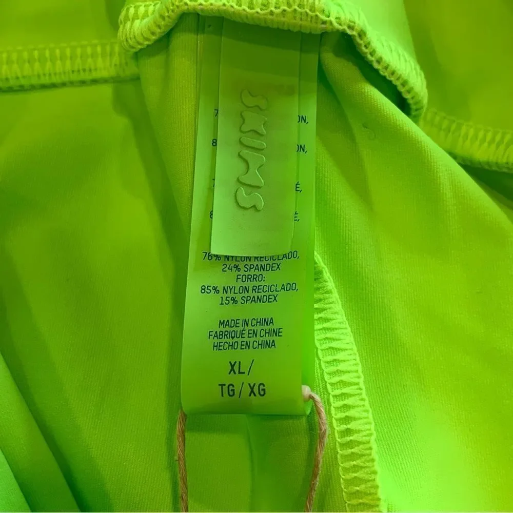Skims Recycled Swim Long Sleeve Bikini Top and Sarong Skirt Neon Green Size XL